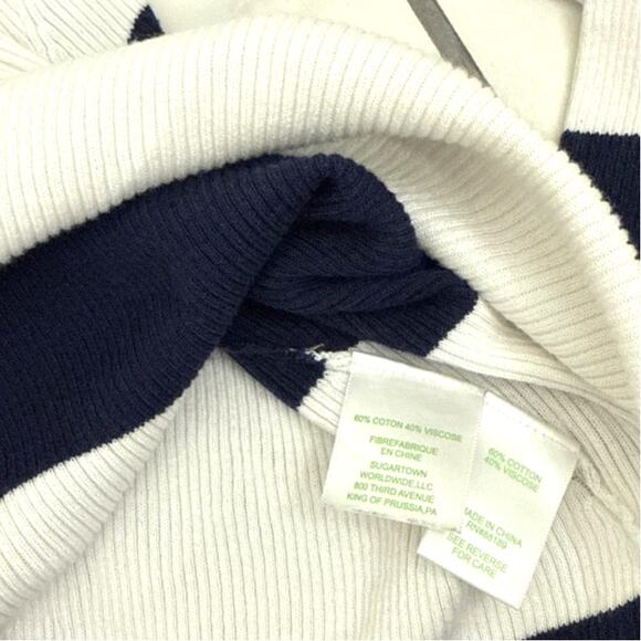 Lilly Pulitzer Asymmetrical Hem Blue White Striped Light Sweater Women's Small - Picture 5 of 5